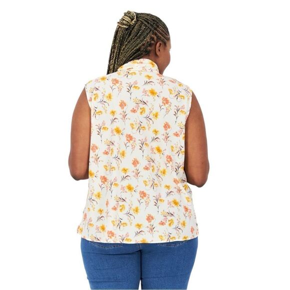 Bar III Tie Neck Floral Sleeveless Blouse size 2X - Picture 2 of 11